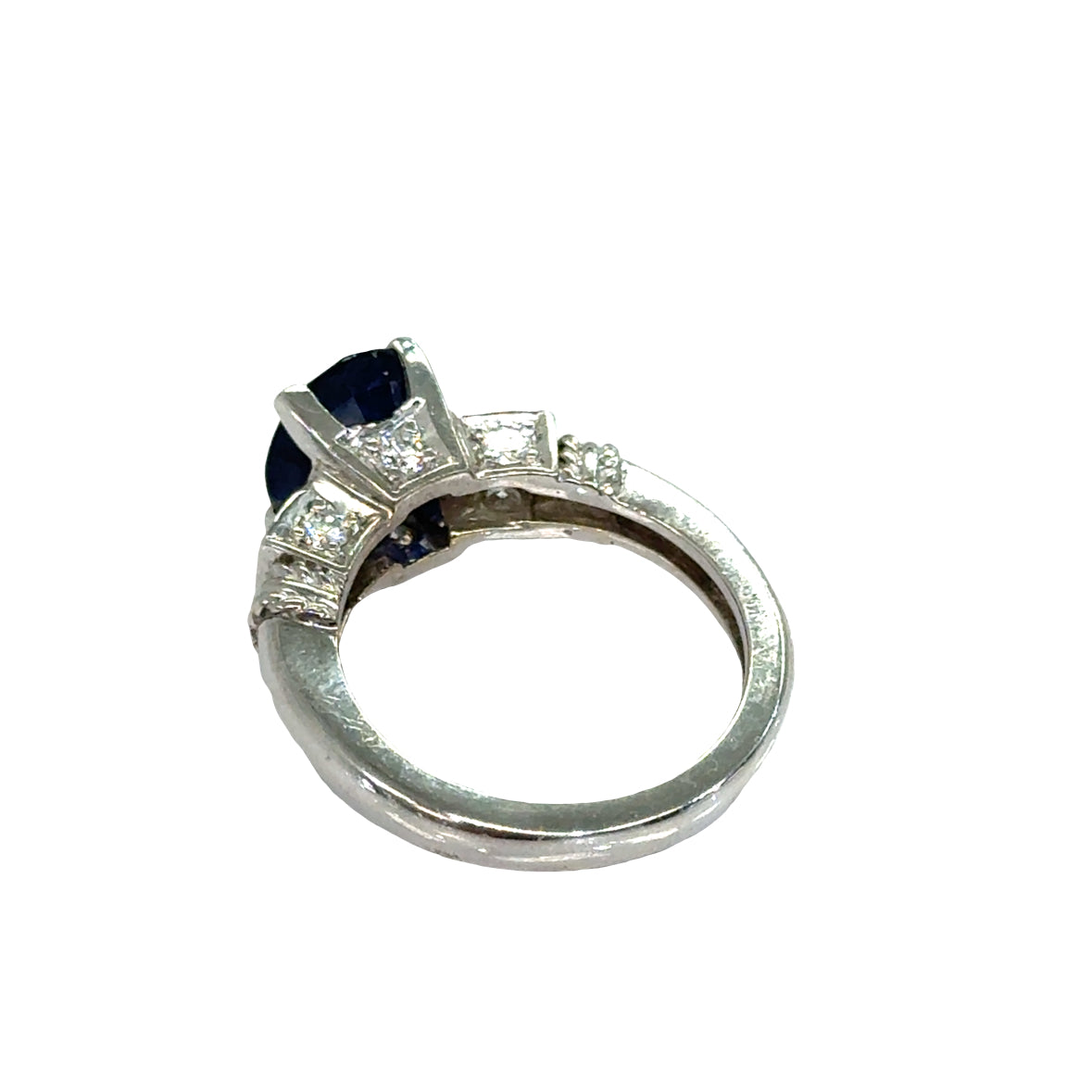 18K White Gold Sapphire & Diamond Engagement Ring
