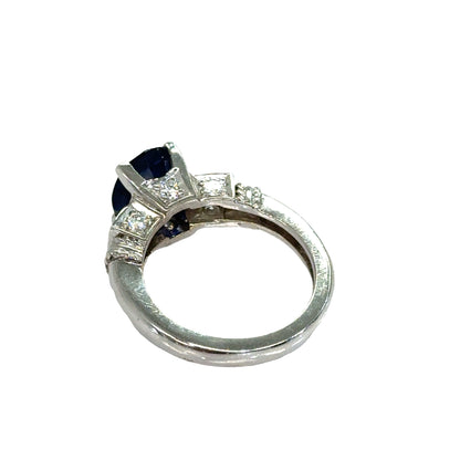 18K White Gold Sapphire & Diamond Engagement Ring