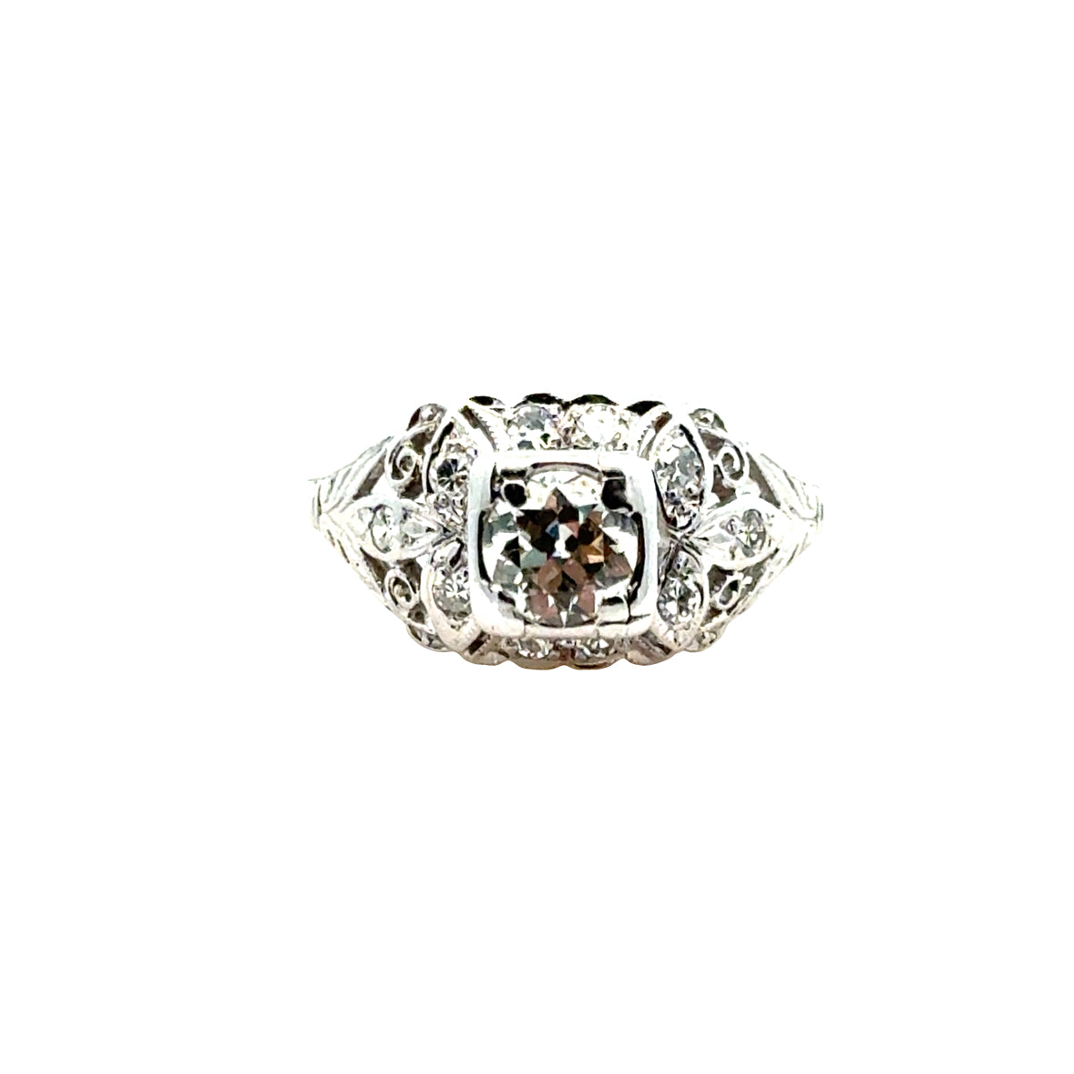 Timeless 1920s Art Deco Diamond Ring in 18K White Gold