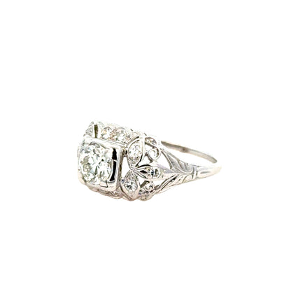 Timeless 1920s Art Deco Diamond Ring in 18K White Gold