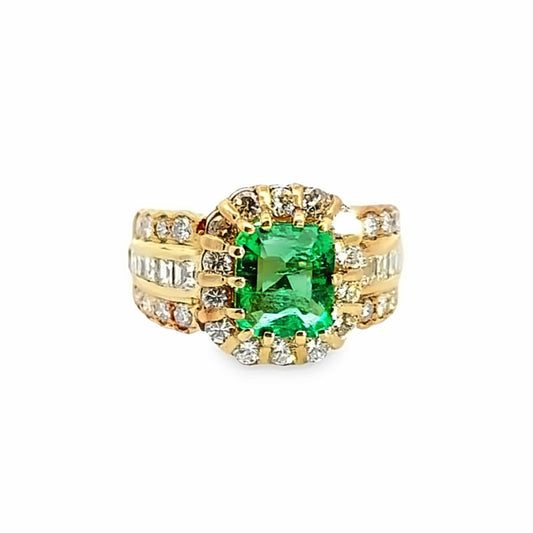 Exquisite 18K Emerald Enchantment & Diamond Ring