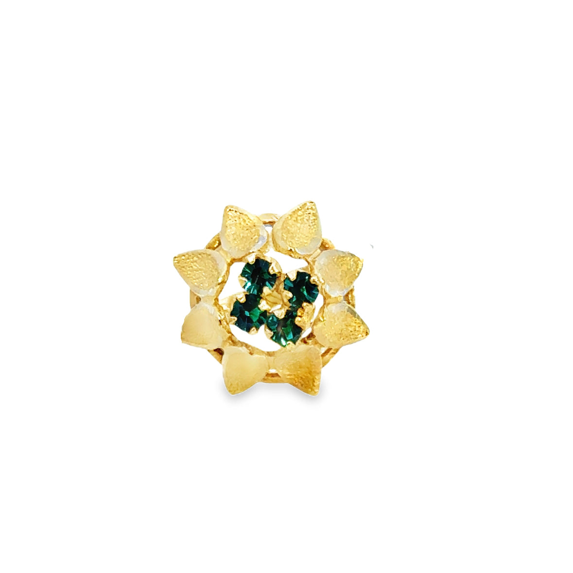 18K Yellow Gold Sweet Emerald Floral Dome Ring