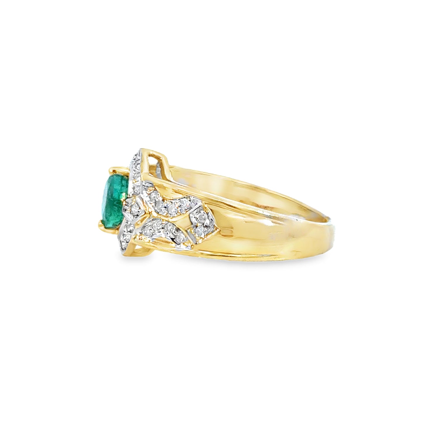 14K Yellow Gold Emerald & Diamond Filigree Ring – Timeless Elegance