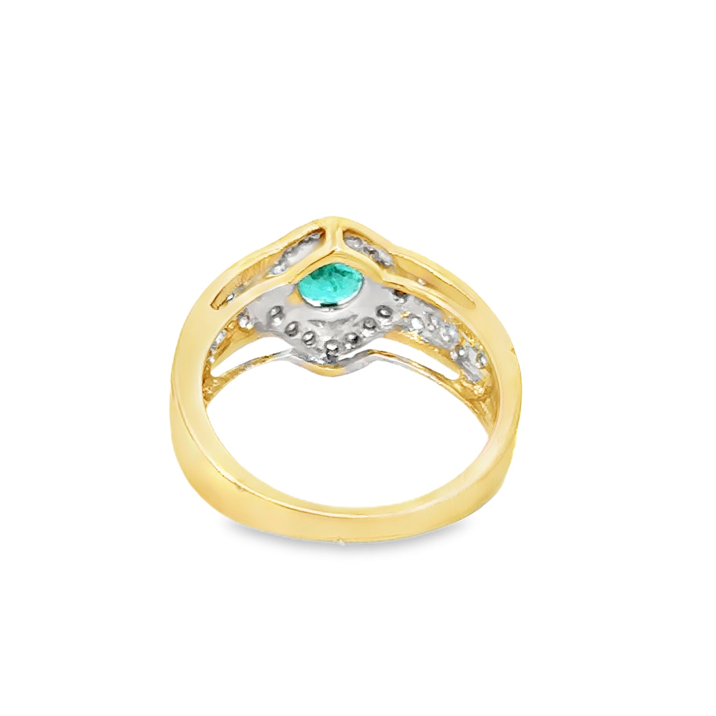 14K Yellow Gold Emerald & Diamond Filigree Ring – Timeless Elegance