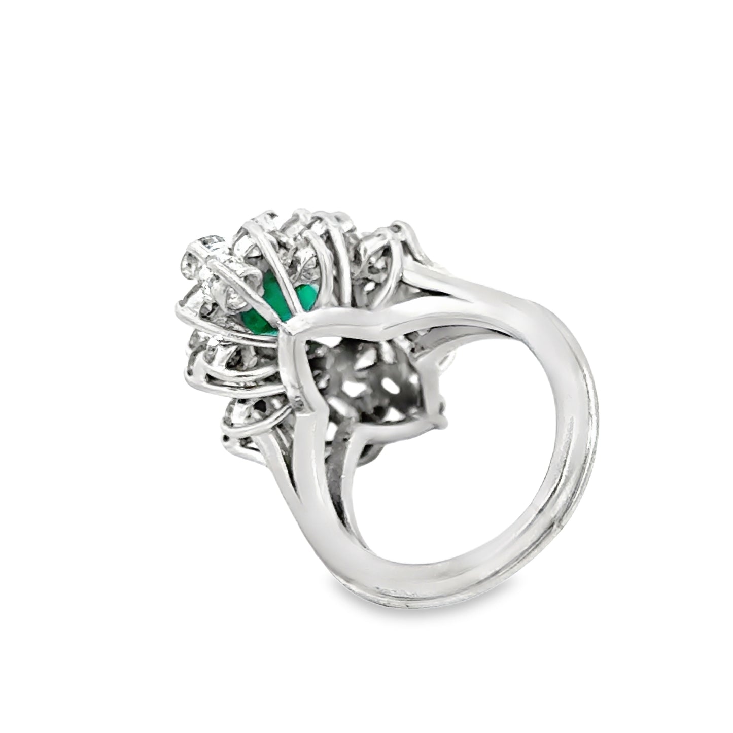 Platinum Marquise Emerald & Diamond Halo Ring