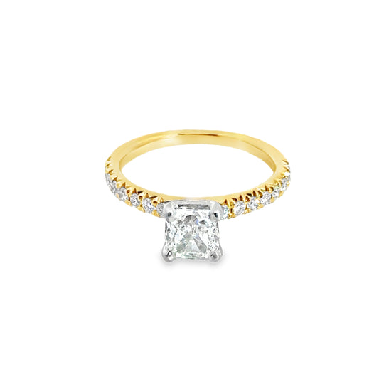 GIA 18K Yellow Gold Classic Engagement Ring with Diamonds