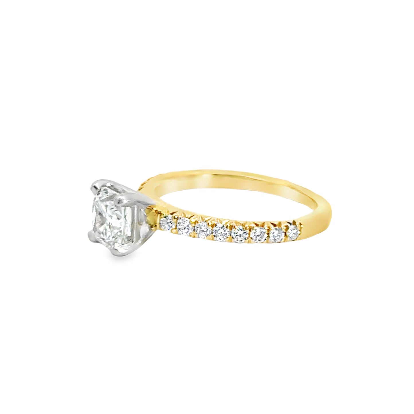 GIA 18K Yellow Gold Classic Engagement Ring with Diamonds