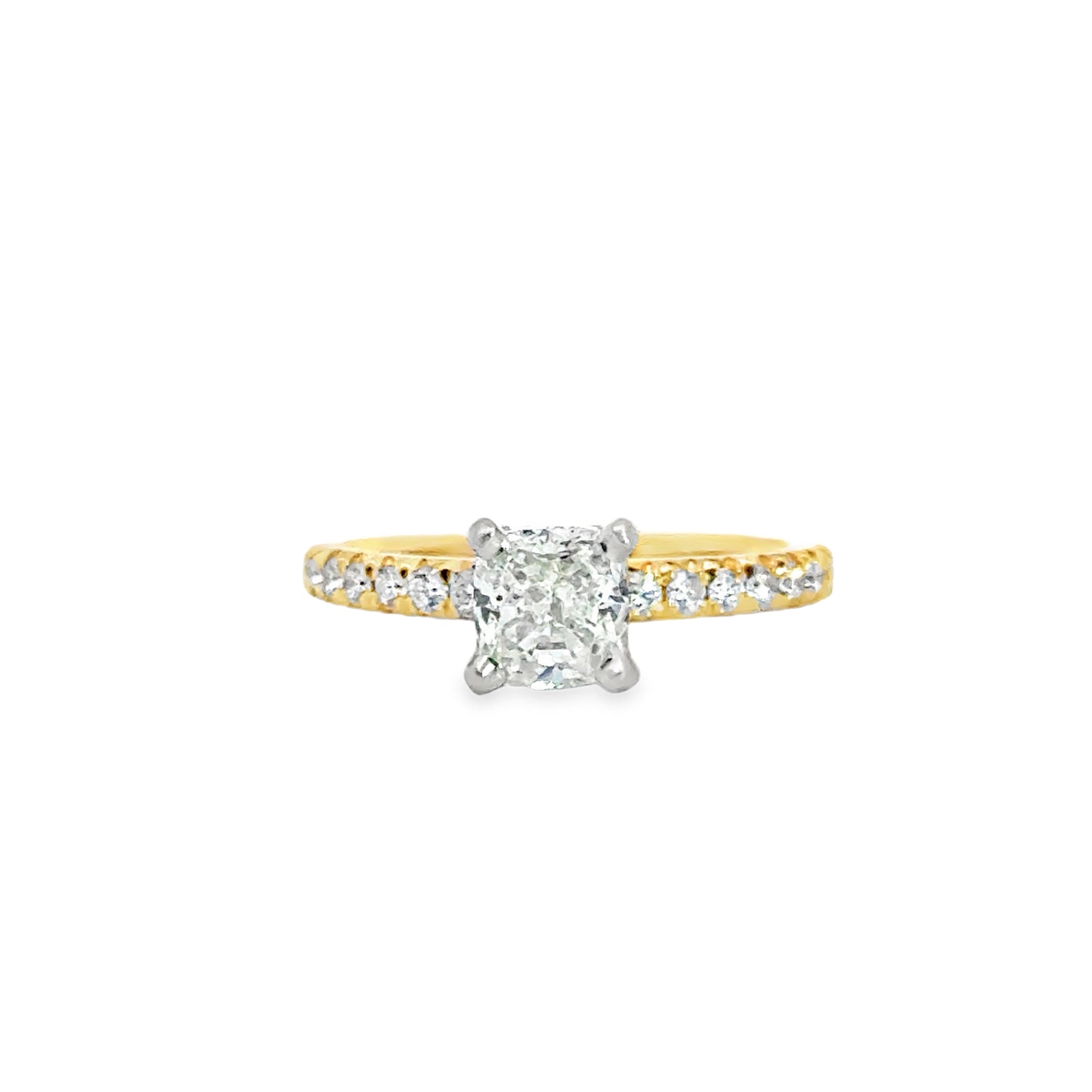 GIA 18K Yellow Gold Classic Engagement Ring with Diamonds