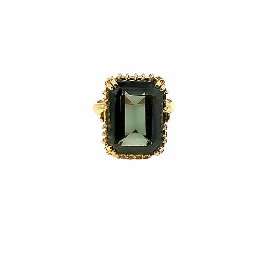 Unique 14K Green Amethyst Cocktail Ring