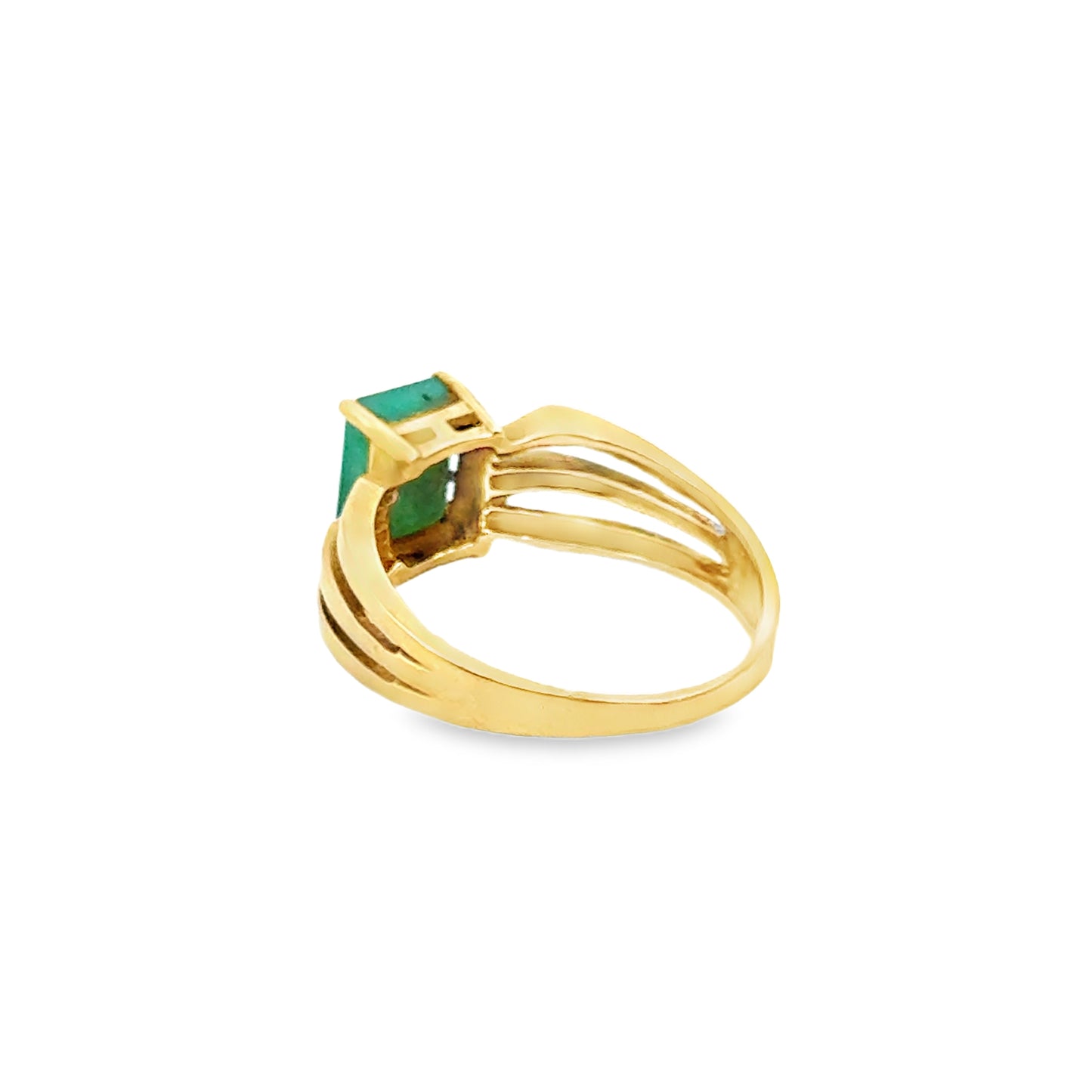 Classic 14K Gold Emerald Ring with Open Split Band