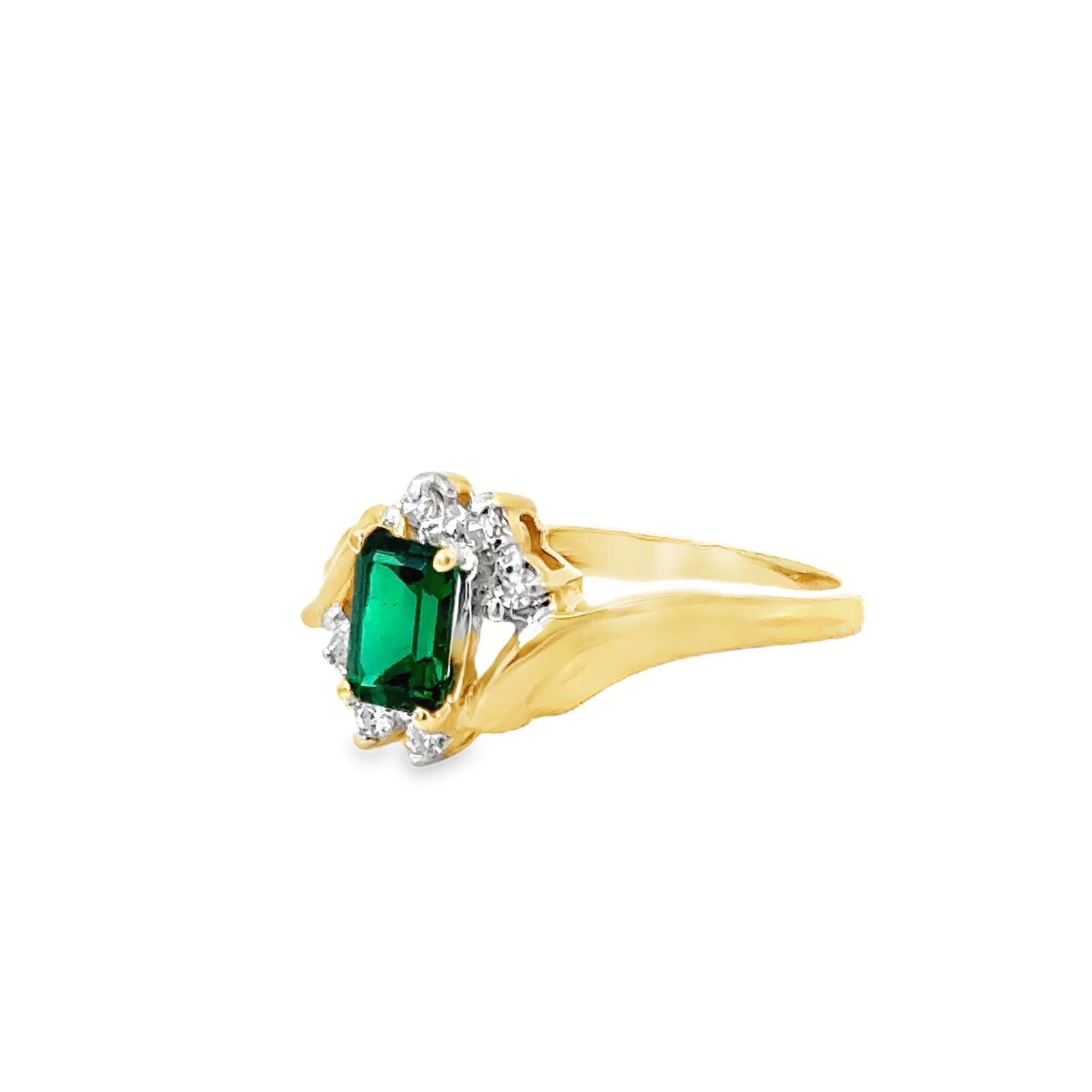 Classic 14K Gold Emerald & Diamond Cluster Ring