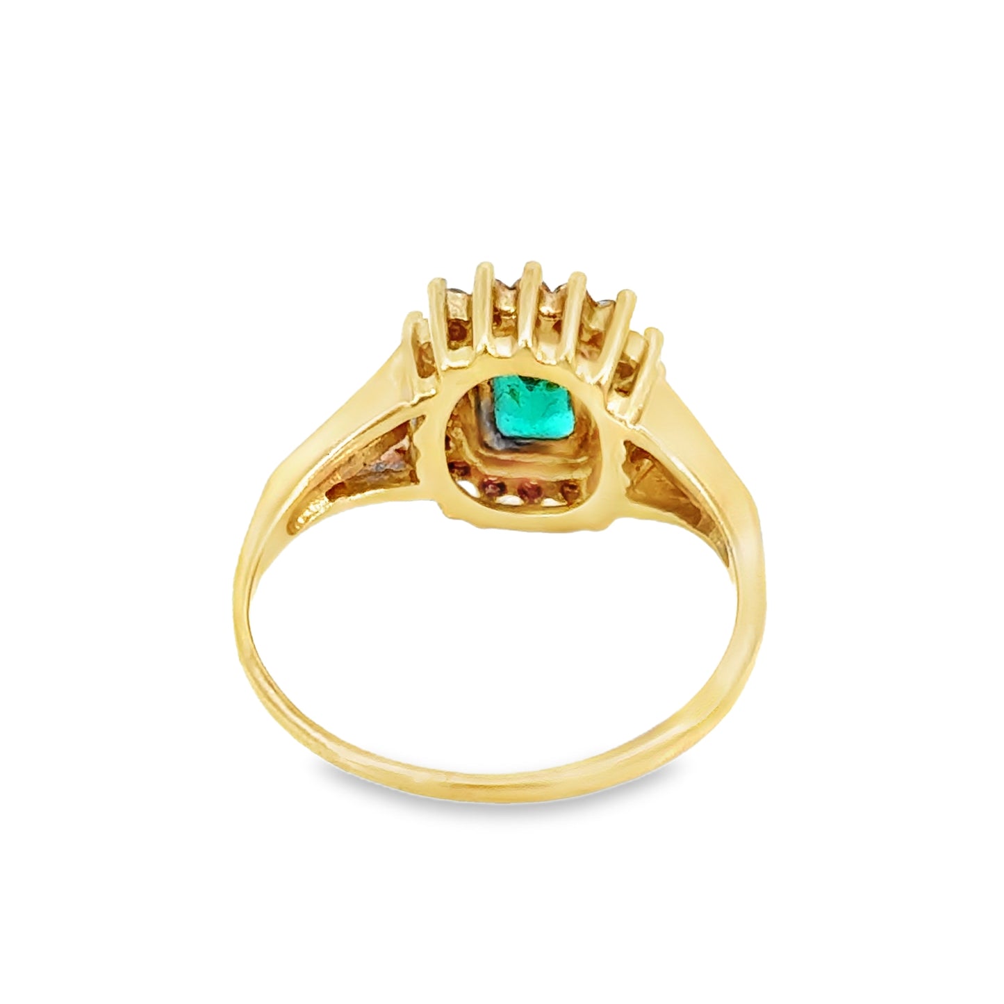 14K Yellow Gold Emerald & Diamond Halo Ring