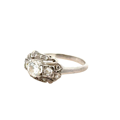 Antique Platinum Diamond Ring, Art Deco Era