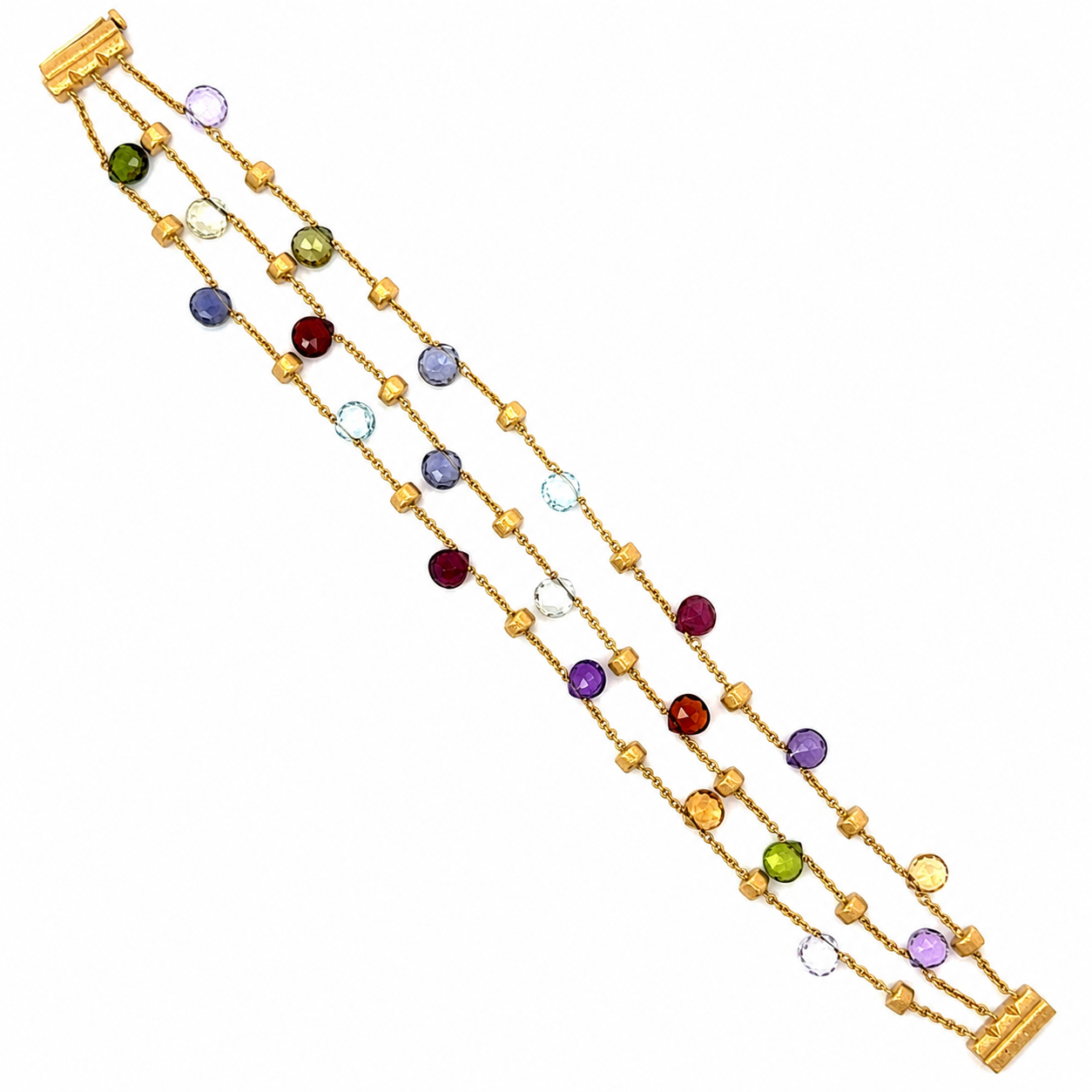 Marco Bicego Multi-Gemstone Three-Strand Bracelet in 18K Yellow Gold