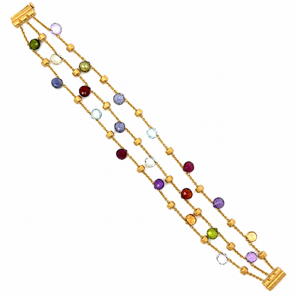 Marco Bicego Multi-Gemstone Three-Strand Bracelet in 18K Yellow Gold