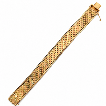 Vintage 1950s Retro 18K Rose Gold Articulated Scale Bracelet