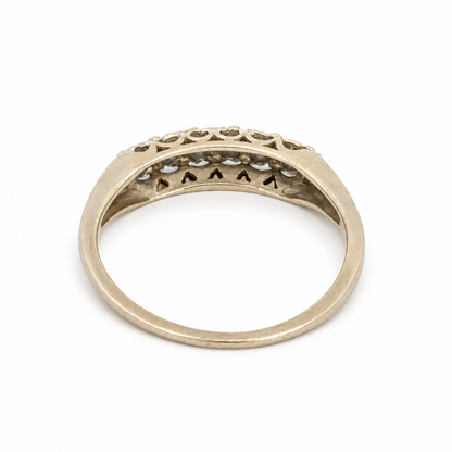 Antique 14K White Gold Diamond Band with Scalloped Settings