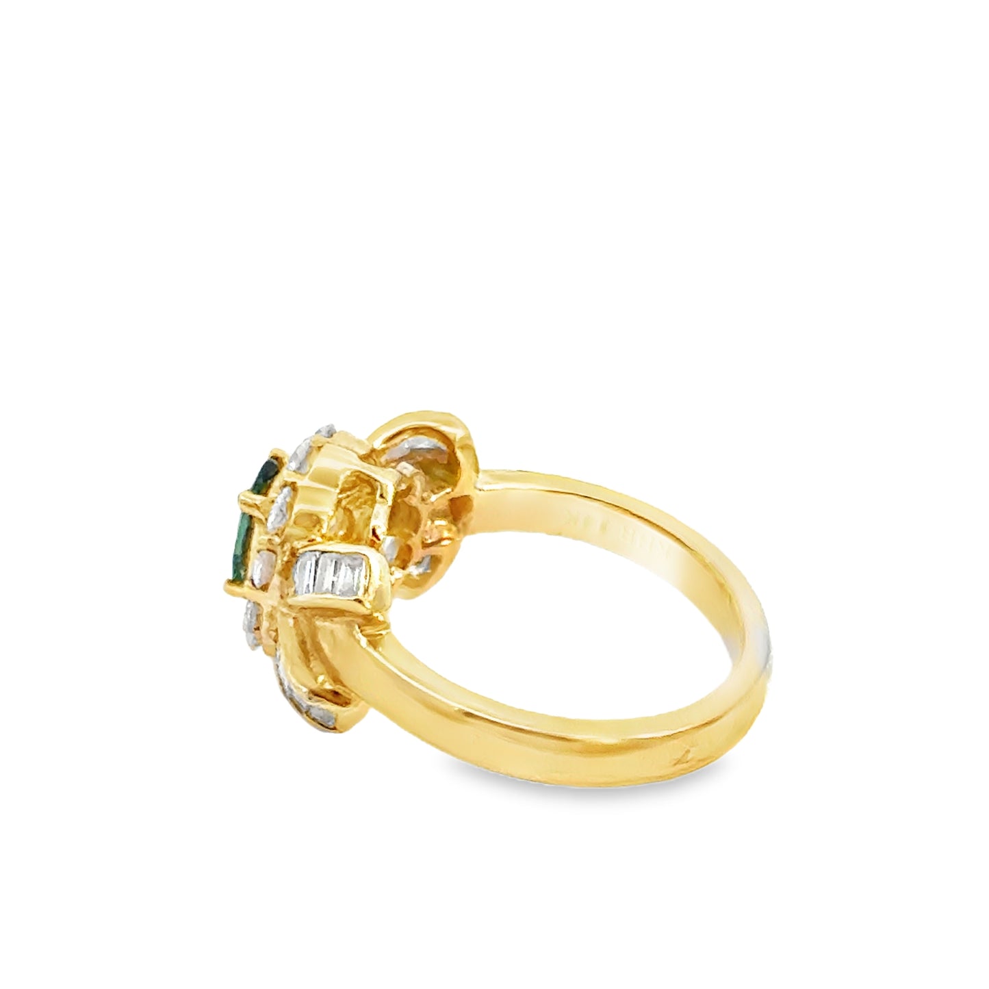 14K Yellow Gold Vintage-Inspired Tourmaline and Diamond Statement Ring