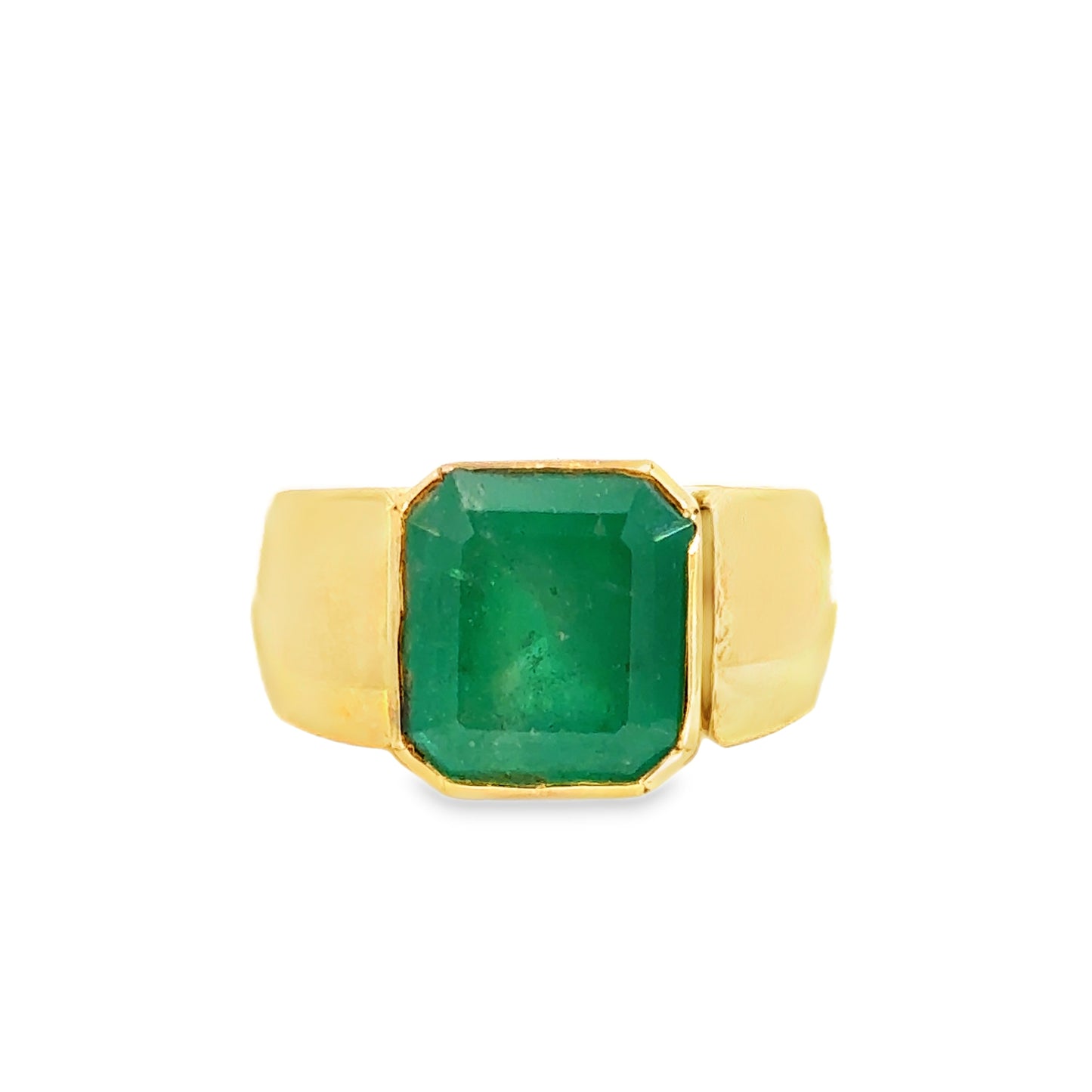 18K Yellow Gold Bezel-Set 4.00ct Emerald Statement Ring