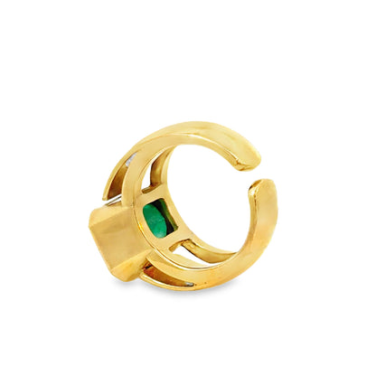 18K Yellow Gold Bezel-Set 4.00ct Emerald Statement Ring