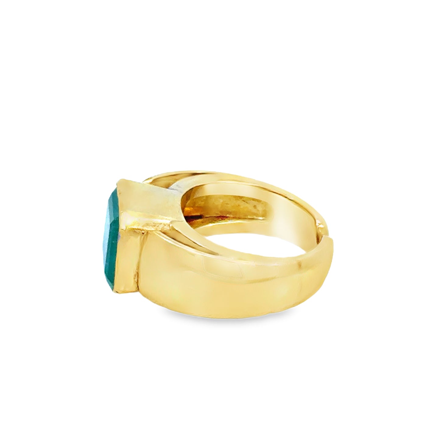 18K Yellow Gold Bezel-Set 4.00ct Emerald Statement Ring