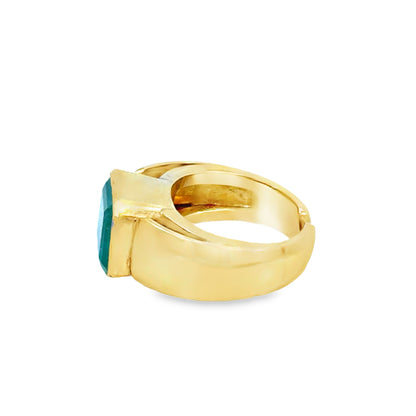 18K Yellow Gold Bezel-Set 4.00ct Emerald Statement Ring