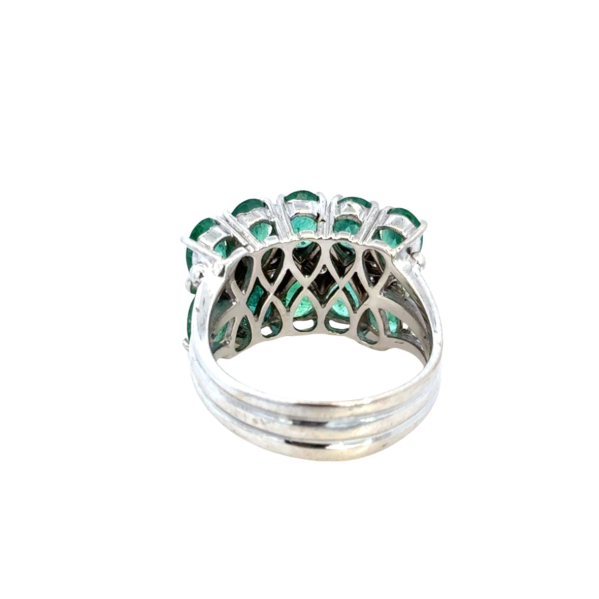 18K White Gold Luxury Emerald Statement Band with Diamonds