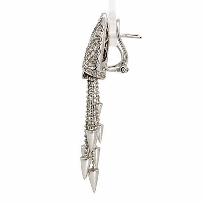 14K White Gold Diamond Tassel Earrings