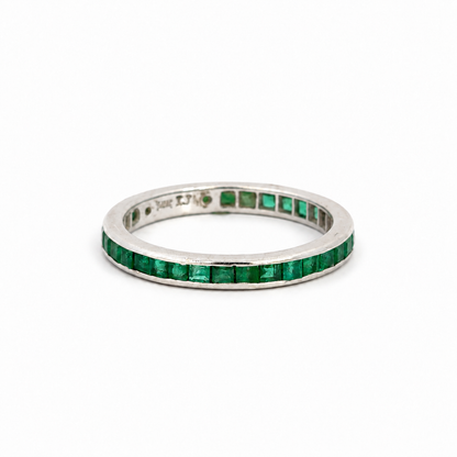 14K White Gold Emerald Eternity Band