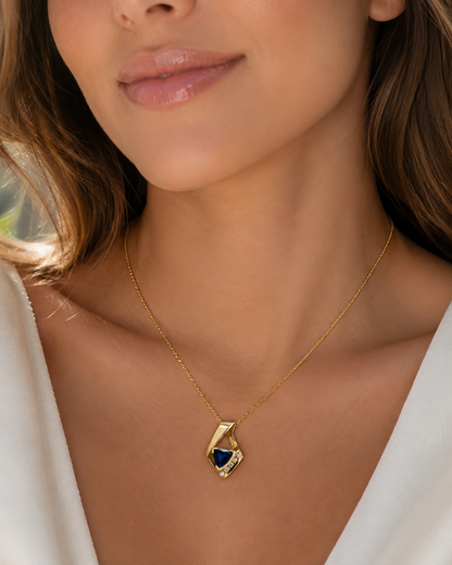 14K Yellow Gold Tanzanite Diamond Geometric Pendant