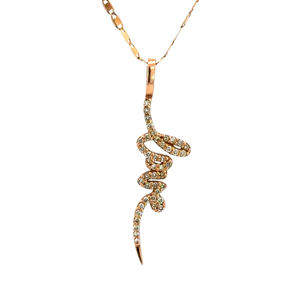 14K Rose Gold Lana Jewelry Rose Gold Diamond Love Script Pendant with Adjustable Chain