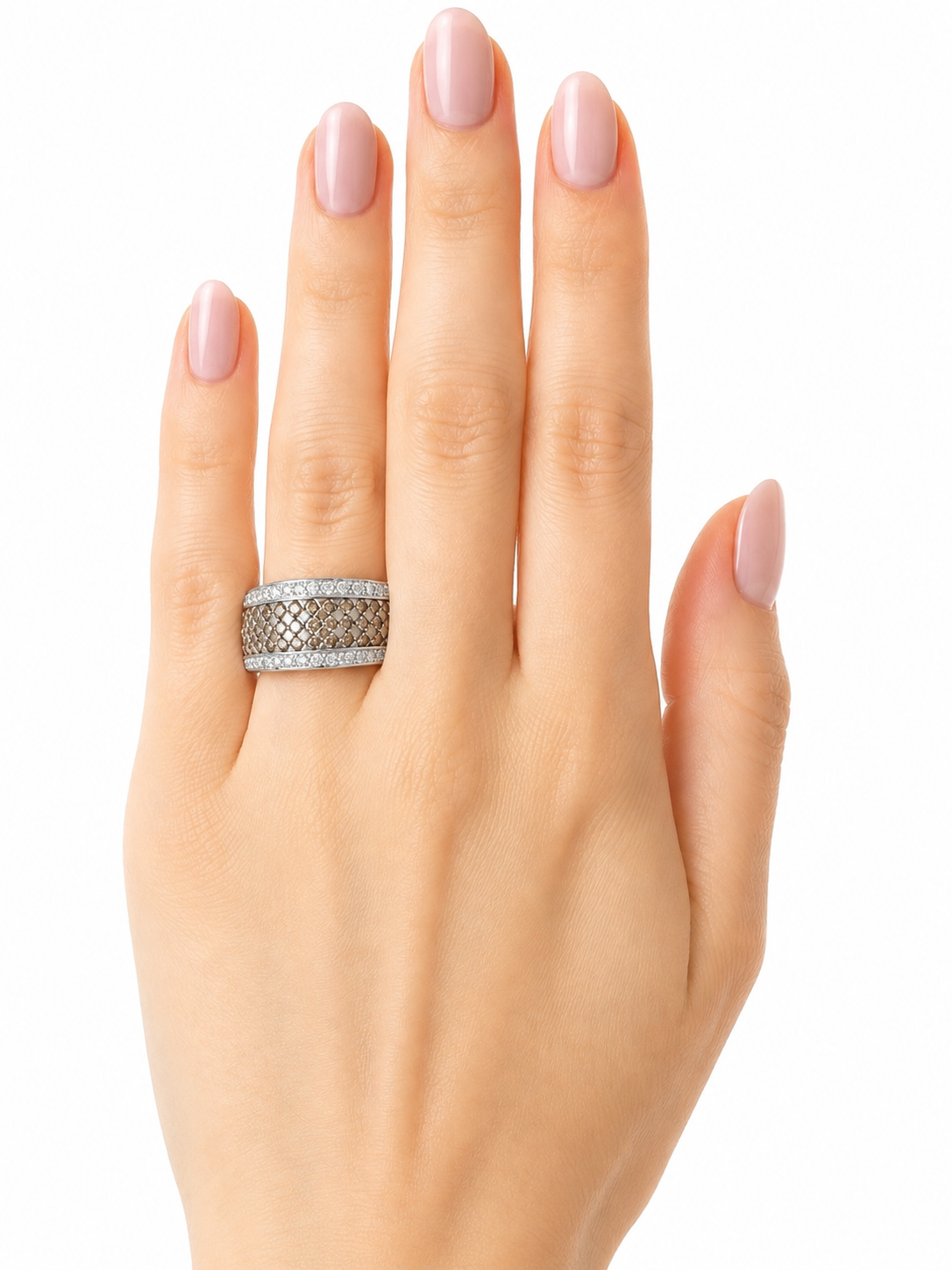 Le Vian Wide Chocolate Diamond Band Ring 14K White Gold