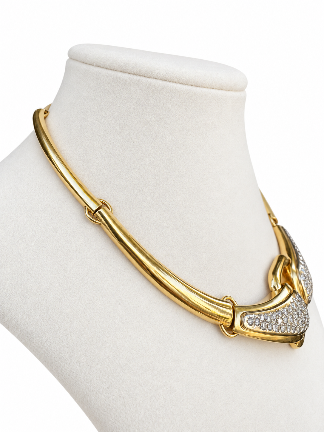 18K Yellow Gold 4.80 CT Diamond Sculptural Choker Necklace