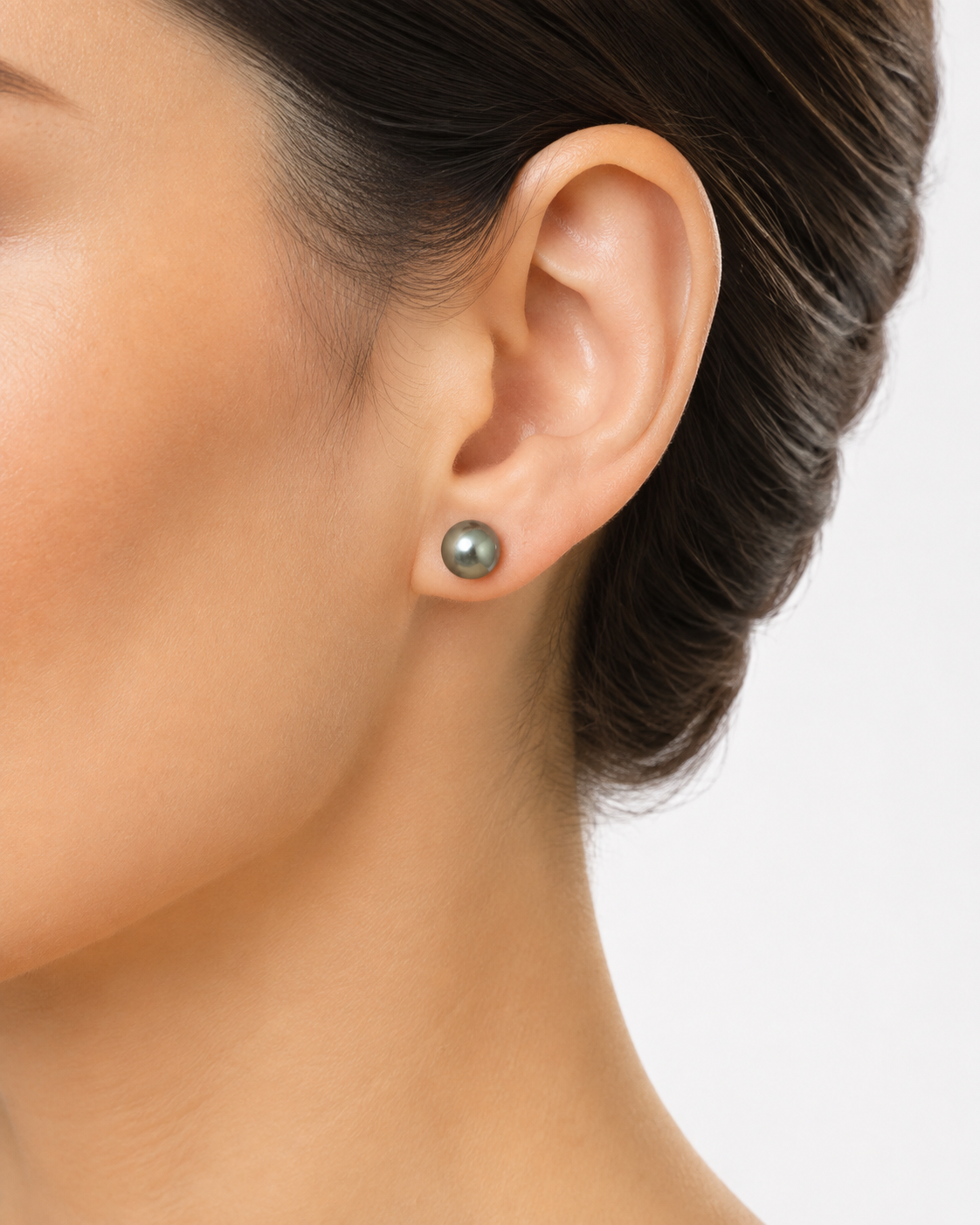 14K Yellow Gold 8mm Black Pearl Stud Earrings