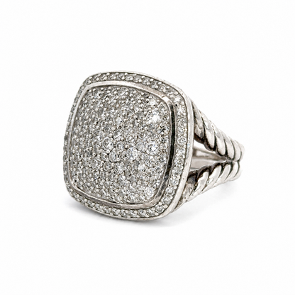 David Yurman Large Albion Pavé Diamond Sterling Silver Statement Ring