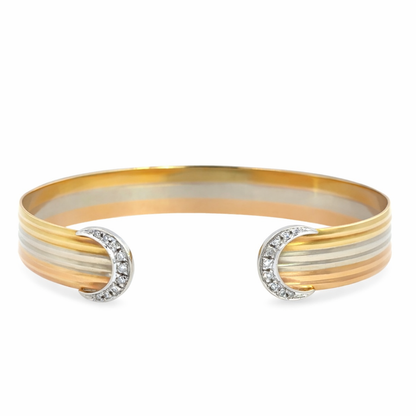 18K Tri-Color Gold Diamond Bangle Bracelet