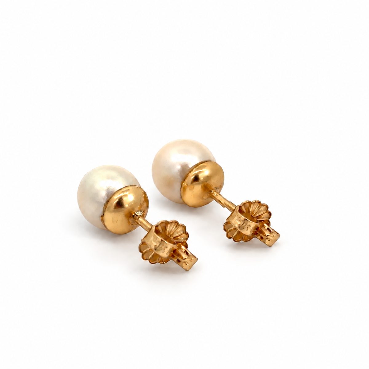 14K Yellow Gold 7mm Near-Round Cultured Pearl Stud Earrings