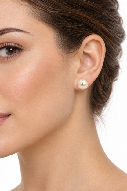 14K Yellow Gold 8.5mm Pearl Stud Earrings