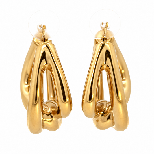 14K Yellow Gold Sculptural Hoop Earrings
