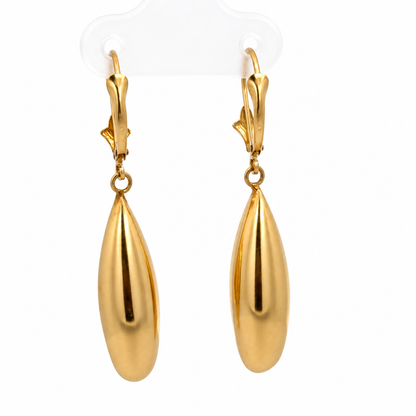 14K Yellow Gold Teardrop Dangle Earrings