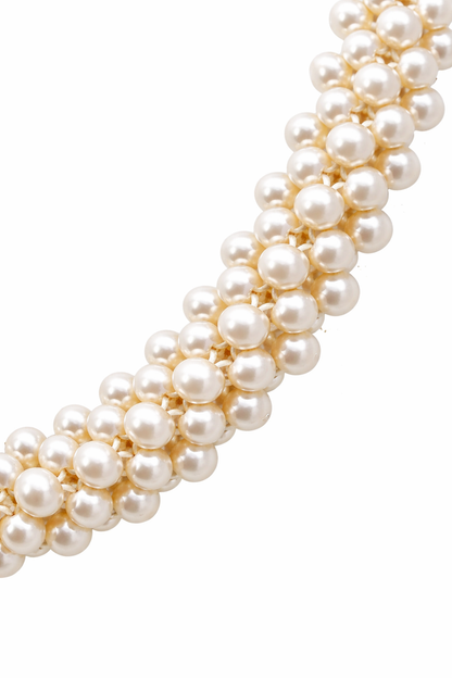 Vintage Pearl Necklace with Ruby & Diamonds 18K Pendant