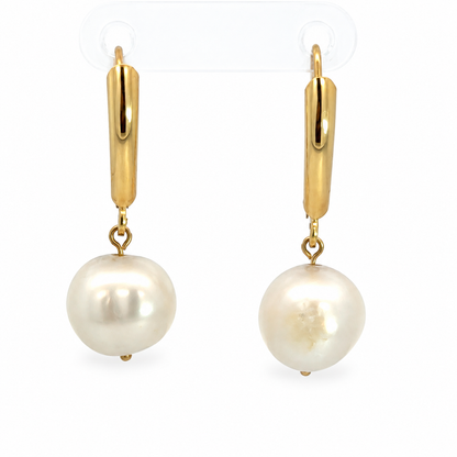 14K Yellow Gold Freshwater Pearl Drop Earrings