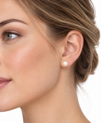 14K Yellow Gold 6mm Cream Pearl Stud Earrings