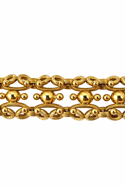 18K Yellow Gold Pearl Link Bracelet | Retro Era