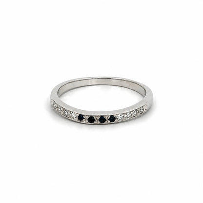 Platinum Sapphire & Diamond Band Ring Size 7.5
