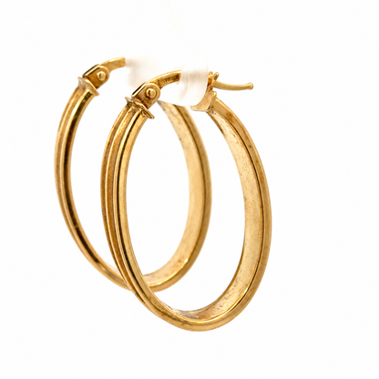 14K Yellow Gold Polished & Textured Hoop Earrings