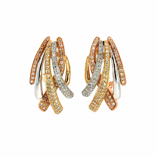 EFFY 14K Tri-Color Diamond Ribbon Earrings