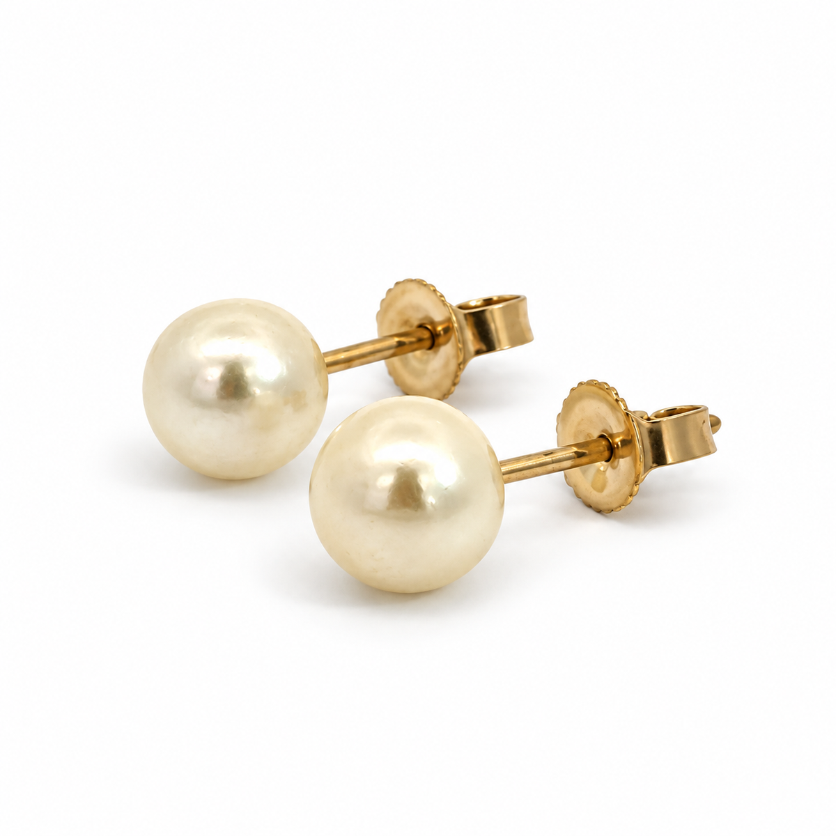 14K Yellow Gold 6mm Pearl Stud Earrings