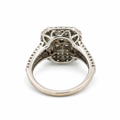 White Gold Diamond Multi-Tier Halo Statement Ring