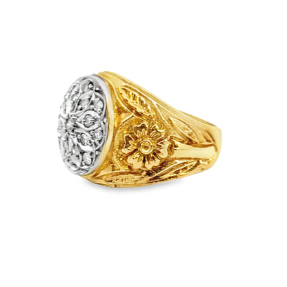 1950’s 18K Two-Tone Ornate Diamond Men’s Ring